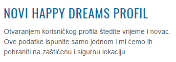 Happy Dreams web obrazac