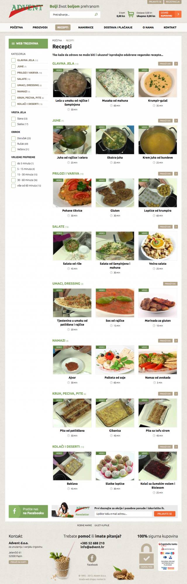 Advent - web stranica s receptima
