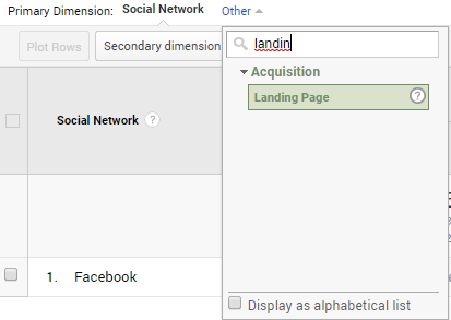 U Facebook sekciji odaberite Landing Page kako bi otkrili odredišne stranice